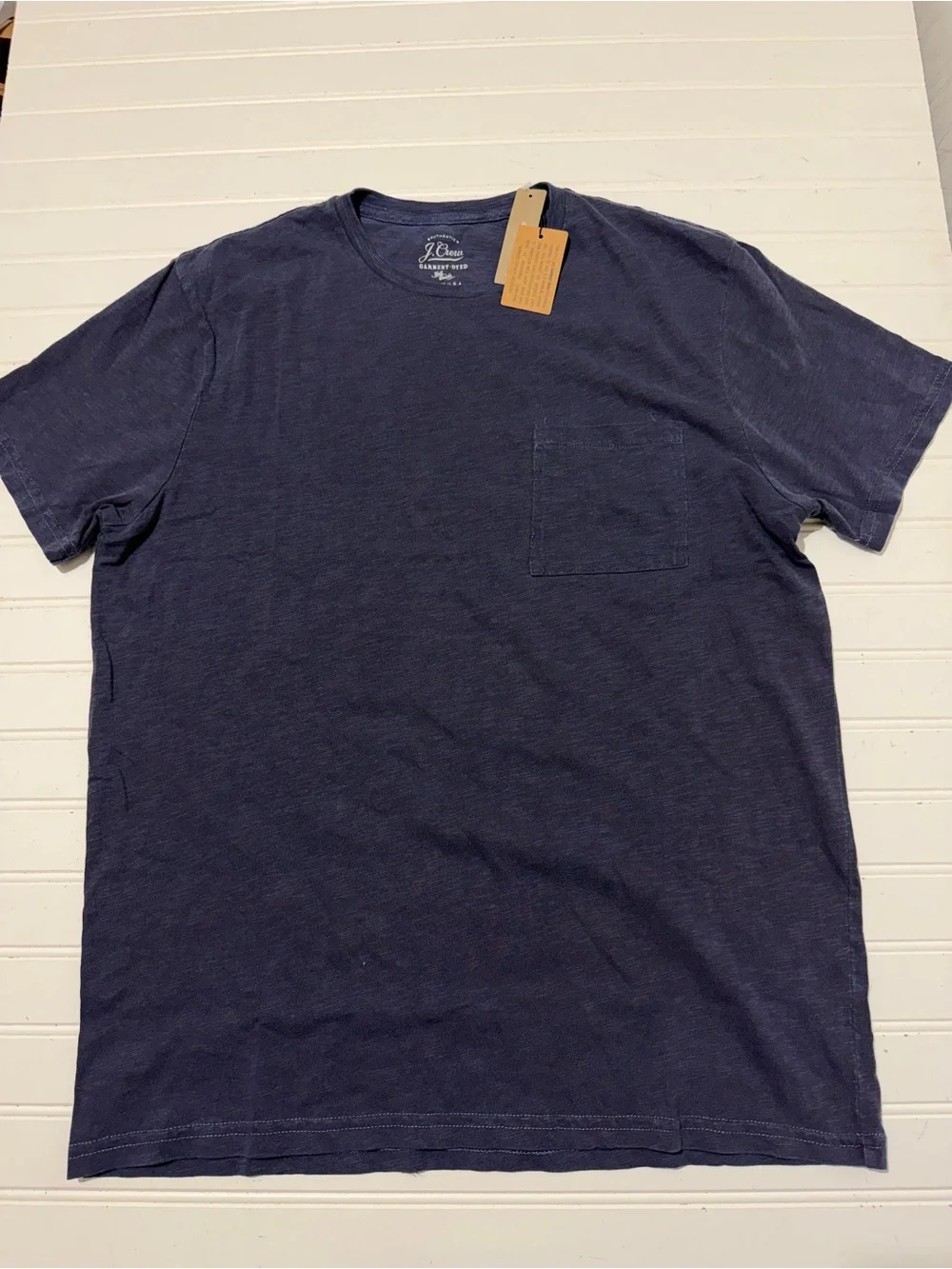 NWT J.Crew Made in USA Garment-Dyed Slub Pocket T-Shirt Blue Size L